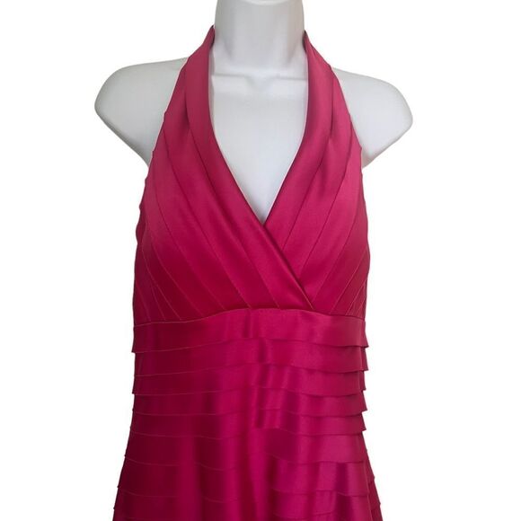 JS Collection Women's Pink Halter Matching Shawl Cocktail Short Tiered Dress 10 - Picture 6 of 14